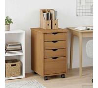 vidaXL Cabinet roulant avec roue Gris 34 x 39 x 56 cm Pin massif, Armoire de rangement minimaliste, grand meuble en pin, organisé mobile pour maison, bureau intérieur, salon