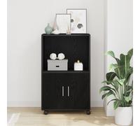 Cabinet Roulant Vidaxl Chêne Noir 55x40x91 Cm Bois D'ingénierie Noir