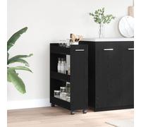 Cabinet Roulant Vidaxl Chêne Noir 60x22x79 Cm Bois D'ingénierie Noir