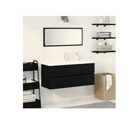 vidaXL Cabinet sous lavabo avec lavabo intégré en bois d'ingénierie chêne noir