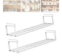 Cabinet Telescopic Shelf, Adjustable Retractable Organizer for Kitchen/Closet/Bathroom, Cabinet Telescopic Shelf Shoes - Rack Space Saver, No Punch (White 30-50cm,2pcs)