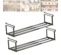 Cabinet Telescopic Shelf, Adjustable Retractable Organizer for Kitchen/Closet/Bathroom, Cabinet Telescopic Shelf Shoes - Rack Space Saver, No Punch (Black 30-50cm,2pcs)