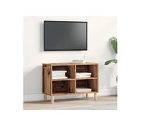 Meuble TV - Vintage - Bois ancien - 69,5x30x50 cm - 4 compartiments de rangement