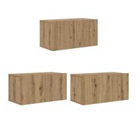 Cabinet TV rustique - PARAJ - Ensemble meuble TV/HIFI - Montage mural 3 pcs - pour chambre/salon - Marron 60x30x30cm4302770