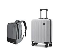 CabinFly Valise bagage à main 55 x 40 x 20 cm et sac à dos cabine 40 x 20 x 25 cm pour avion Ryanair, bagage à main, bagage de cabine, valise rigide, petit sac à dos de voyage, avec serrure TSA