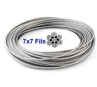 Cable Ø 3mm inox 316 Souple 7x7 inox 316 - A4 Longueur 10m 20m 50m 70m 100m Rouleau 100m 250m (Couronne 20m)