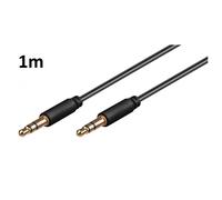 Cable 1m pour Smartphone Voiture Musique Audio Double Jack Male 3.5 mm NOIR
