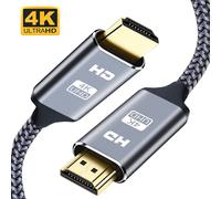 Câble 2,0, compatible HDMI, 4K 60Hz Haute vitesse 18 Gbps, cordon tressé compatible HDMI avec connecteurs plaqués or, prend en charge PS4 PS3 Xbox Fire TV Stick Blue Ray Player HDR 3D 3 pi 6 pi 10 pi