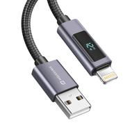 Câble 2.4A Charge et Synchro USB vers Lightning 12W 1m avec Écran Led Swissten Noir