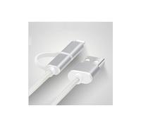 Cable 2 en 1 Pour Airpods Android & Adaptateur Micro USB Lightning 1m Metal Nylon ARGENT