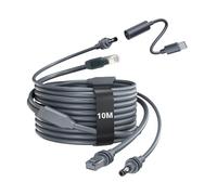 Câble 2-en-1 pour Starlink Mini, Cordon Intégré Alimentation et Ethernet Gigabit Cat 5e, 1000Mbps, Fil Réseau Étanche pour Camping-Car, Van et Marine, 10m