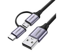Cable+uGreen+2v1+USB+type+A+-+type+C%2FMicro+USB+B+M%2FM+1m+%28Noir%2FGris%29