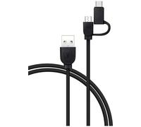 Câble 2 en 1 USB A/micro USB & USB C - 1,2m noir