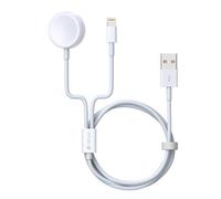 Câble 2-en-1 USB-A vers Induction / Lightning pour iPhone et Apple Watch Blanc