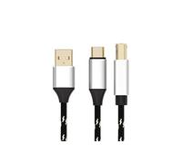 Câble 2 en 1 USB-C USB-A vers USB-B 2.0 Imprimante MIDI 1m Noir Doré