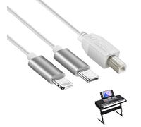 Câble 2 en 1 USB-C vers USB-B Midi - Câble OTG de 1 m - Pour iPhone, iOS, contrôleur, interface audio, clavier, instrument de musique électronique (blanc)