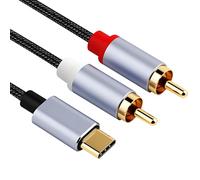 Câble 2 RCA USB C Audio, Câble RCA USB C Stéréo Adaptateur Type C Mâle vers 2 RCAMâles, Cable RCAs USBC pour Smartphone, Amplificateur, Home Cinéma, Enceinte, Barre de Son, HDTV, Son HiFi Durable