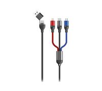 Câble 2GO 797361 1.2m USB A/USB C vers USB C/Micro-USB B/Lightning, Connecteurs Mâle Droit, Aluminium/Nylon, Noir/Bleu/Gris/Rouge