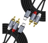 Câble 2PCS Cinch vers USB-C Adaptateur Audio Stéréo Type C Mâle vers 2 Cinch Mâle Y Câble Auxiliaire Audio Compatible avec Téléphone, Tablette, Amplificateur, Home Cinéma, Enceinte, HDTV et Plus