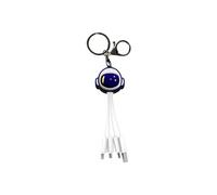 Câble 3 en 1 Andy USB-C/Micro-USB/Lightning vers USB-A Soucoupe Format Porte-clé Blanc / Bleu
