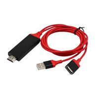 Câble 3 en 1 Full HD Mirroring Câble HDMI MHL vers HDMI Câble adaptateur Plug and Play HDTV pour iPhone, iPad, smartphones Samsung - Rouge, 1 m