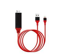 câble 3 en 1 MHL, HDMI 1080P pour iphone 5, 6, 7, ipad mini, pro, ipod touch 2m, rouge