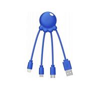 Câble 3 en 1 Octopus USB A/micro USB & USB C & Lightning 0,1m Bleu