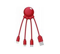 Câble 3 en 1 Octopus USB A/micro USB & USB C & Lightning 0,1m Rouge