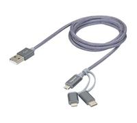 Câble 3 en 1 USB A avec connectiques USB C Lightning iOS et micro-USB Legrand - Longueur 1,2 M