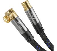 Cable ¿ 3 m ¿ (75 ohms, 90 Degree Angled M Connector & Straight F Connector, Cable for TV, Television, Radio, DVB-T2, DVB-S, Angled Connector)
