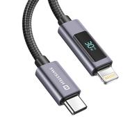 Câble 3A Charge et Synchro USB-C vers Lightning 30W 1m avec Écran Led Swissten Noir