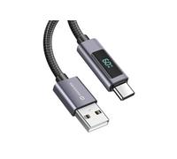Swissten Câble 3A Charge et Synchro USB vers USB-C 60W 1m avec Écran Led Noir