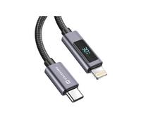 Câble 3A Lightning vers USB-C 30W 1.5m avec Ecran Led Afficheur de Puissance Noir