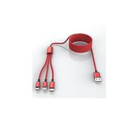 câble 3en1, [rapid series 1. 2m 3a] lightning micro-usb et usb type-c fast charge tressé - rouge