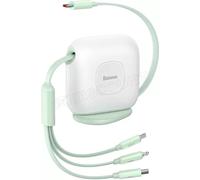 Câble 3en1 rétractable Baseus Traction USB 2.0 type C vers Micro USB, Type C & Lightning M/M 1,1m (Vert/Blanc)