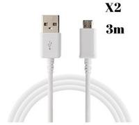 Cable 3m pour manette console PS4, Playstation 4, DualShock 4, PS4 Pro, PS4 Slim - Chargeur Micro USB 3 Metres [LOT 2] Phonillico®