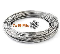 Cable 3mm inox 316 Souple 7x19 inox 316 - A4 Longueur 10m 20m 50m 70m 100m Rouleau 100m 250m (Couronne 30m)
