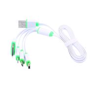Cable 4 En 1 Blanc Et Vert Pour Tout Type De Smartphone Apple, Samsung, Sony,...