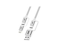 Akashi Câble 4 en 1 USB-C + Lightning compatible Apple CarPlay et Android Auto Gris