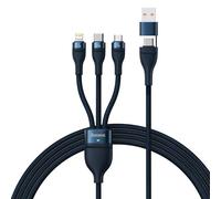 Câble 4-en-1 USB + USB-C vers USB-C / Lightning iPhone / micro USB 1,2 m - bleu