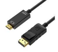 Câble 4K DisplayPort vers HDMI - Phonillico - 1,8 mètres - Compatible Lenovo HP Dell AMD Asus Nvidia - Noir