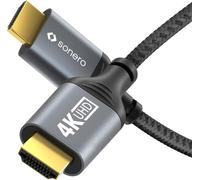 Câble 4K HDMI, prise HDMI vers prise HDMI, HDMI 2.0, 4K 60Hz, 2K 120Hz, gaine coton, gris/noir, 1.00 mètres