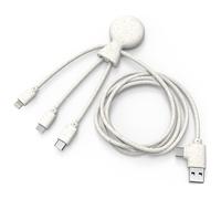 Xoopar - Mr Bio 1m Câble Multi USB 4 en 1 en Forme de Pieuvre - Chargeur Universel en Plastique Recyclé - Prise USB Universel USB-C, Ligthning,Micro USB, USB pour Smartphone Universelle - Wheat