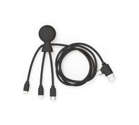 Xoopar - Mr Bio 1m Câble Multi USB 4 en 1 en Forme de Pieuvre - Chargeur Universel en Plastique Recyclé - Prise USB Universel USB-C, Lightning,Micro USB, USB pour Smartphone Universelle - Noir