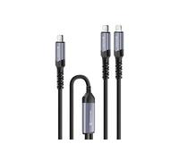 Câble 5A Synchro et Charge 2-en-1 USB-C vers USB-C et Lightning 100W 1,5m Swissten Noir