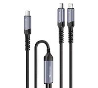 Câble 5A Synchro et Charge 2-en-1 USB-C vers USB-C et Lightning 100W 1,5m Swissten Noir