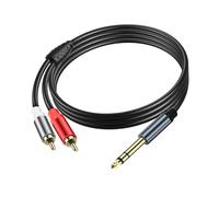 Câble 6.35mm vers 2 RCA Câble audio 1/4 Inch TRS Mono Male vers 2 RCA Male Jack 1/4 Inch TRS vers 2 RCA Audio Y Splitter Cable Dual RCA to 6.35mm Adapter Stereo Cable 5.9FT