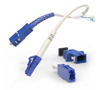 Câble à fibre optique LC vers SC 22 cm OS2 Simplex Singlemode O.D. 3,0 mm avec adaptateur à fibre optique LWL Simplex Singlemode LSZH,FTTH (LC/UPC-SC/UPC-SM-SX-Blanc)
