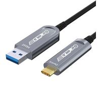 Câble à Fibre Optique USB A vers USB C 10M, Câble d'extension USB 3.2 de Transfert de Données Longue Distance Haute Vitesse 10Gbps, AOC pour VR/AR, Quest2, Webcam, Appareil Photo, Mini PC et Plus