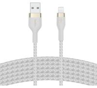 Câble À Gaine Tressée Usb-A Vers Lightning Boostcharge Pro Flex (3 M), Certifié Mfi, Pour Iphone 14, 13, 12, Pro, Max, Mini, Se, Ipad, Etc (Blanc)